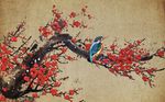立体梅花花鸟背景墙