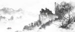 水墨 风景 水彩 插画 水彩画