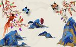 中式抽象山蝴蝶背景墙