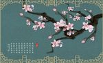 水墨梅花花枝背景墙