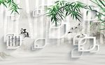 中式唯美3D竹子背景墙