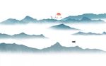 中式水墨画抽象山水背景墙