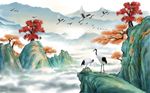 中式山水风光背景墙