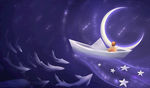 月亮 插画 黑夜 星空 意境