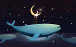 月亮 插画 黑夜 星空 意境