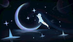 月亮 插画 黑夜 星空 意境