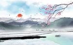 中式清淡雅水墨山水背景墙