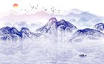 水墨意境山水风景背景墙
