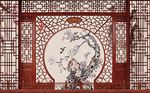 复古中式古典花鸟背景墙