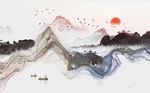 水墨烟丝抽象山水背景墙