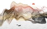 水墨烟丝金丝抽象山水背景墙
