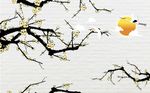 现代风创意水墨腊梅背景墙