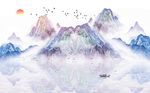唯美意境山水风景背景墙