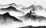 水墨山水大气风景画背景墙