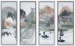 水墨渐变抽象山水背景墙