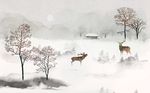 现代简约意境麋鹿背景墙