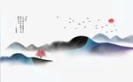 水墨山水创意线条背景墙