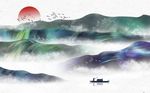 意境质感山水风景画背景墙