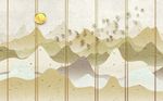 淡雅质感意境山水背景墙