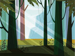 森林插画背景墙