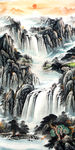 流水生财山水画