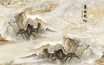 中式国画山水抽象风景背景墙