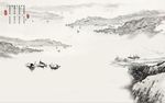禅意山水画背景墙