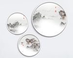 中国风山水意境三联装饰画