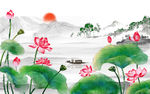 荷花背景墙