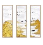 中式抽象金色质感山水装饰画