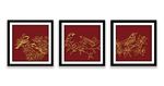 中国风金色花鸟风景装饰画