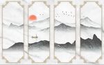 大气大理石山水飞鸟背景墙