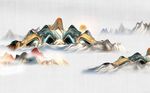 现代彩色抽象意境山峦背景墙