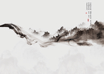 水墨墨韵创意中式玄关屏风背景底
