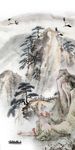 中式手绘水墨山水风景装饰画