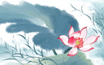 中式古典湖景远山水画