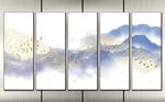 抽象山水金色线条背景墙