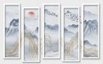 意境蓝色山水背景墙