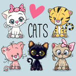 卡通猫咪AI矢量图图片