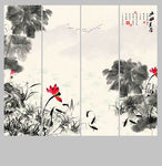 荷花九鱼图
