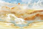大理石纹山水画背景墙