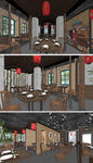 中式餐饮室内草图SU模型