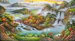 油画风景背景墙