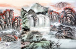 国画山水背景墙