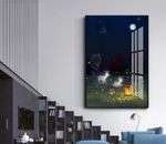 北欧梦幻星空麋鹿灯光客厅装饰画