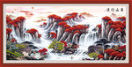 中式油画山水万山红编背景墙