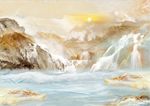 新款大理石山水画电视背景墙