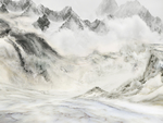 大好河山中国风水墨素描壁画背景
