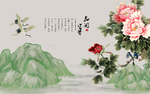 花开富贵花朵绽放壁画背景墙