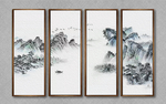 四连框画背景墙画面家装办公壁画